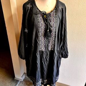 Knox rose Embroidered grey Dress boho style sz 2X